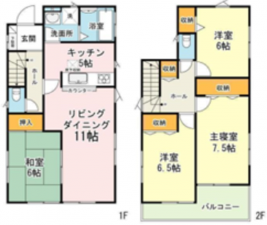 桶川市大字川田谷、中古一戸建ての間取り画像です