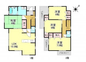 桶川市大字倉田、新築一戸建ての間取り画像です