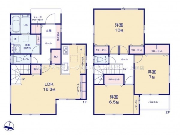 桶川市坂田東、新築一戸建ての間取り画像です