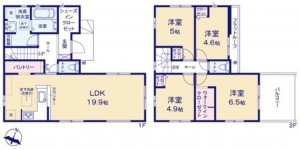 桶川市大字上日出谷、新築一戸建ての間取り画像です