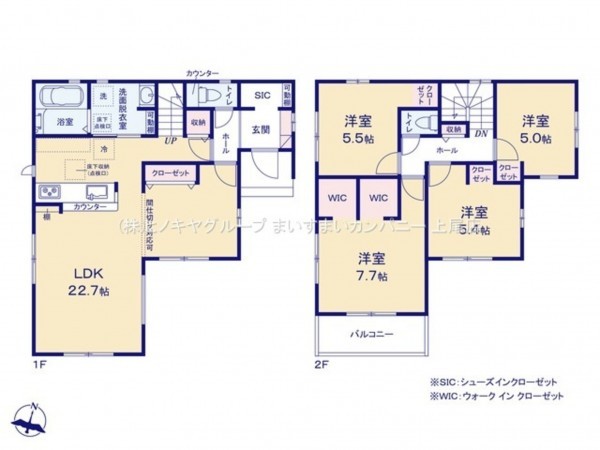 桶川市上日出谷南、新築一戸建ての間取り画像です