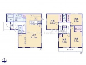 桶川市大字下日出谷、新築一戸建ての間取り画像です