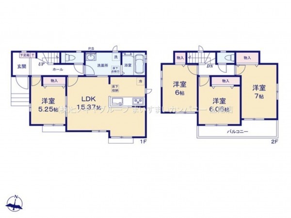 上尾市大字小敷谷、新築一戸建ての間取り画像です