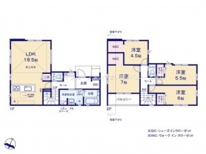 上尾市向山、新築一戸建ての間取り画像です