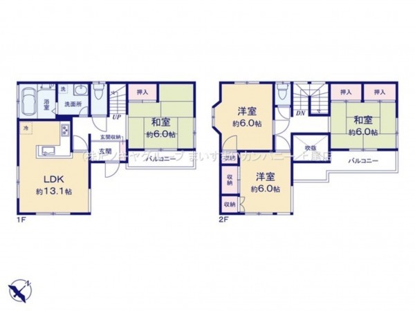 上尾市日の出、中古一戸建ての間取り画像です