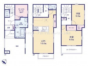 上尾市仲町、新築一戸建ての間取り画像です