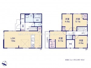 上尾市向山、新築一戸建ての間取り画像です