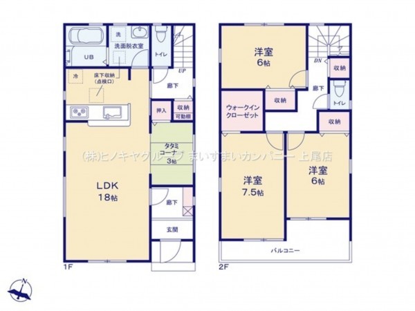 上尾市小泉、新築一戸建ての間取り画像です