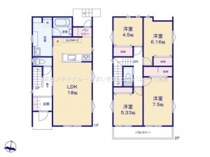 上尾市小泉、新築一戸建ての間取り画像です