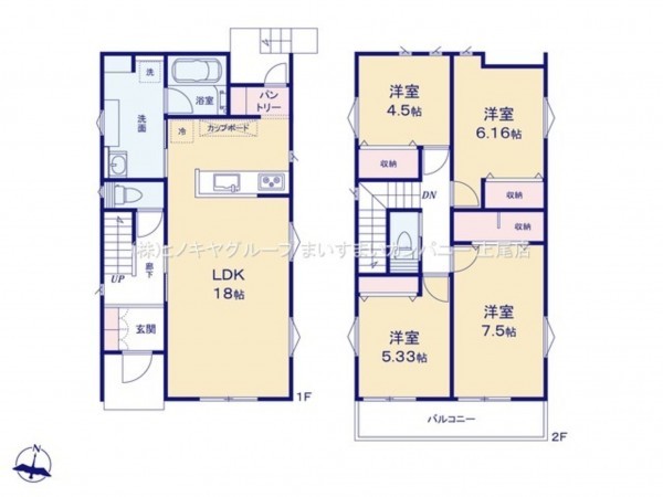 上尾市小泉、新築一戸建ての間取り画像です