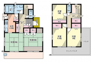 上尾市平塚、中古一戸建ての間取り画像です