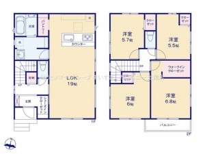 上尾市小泉、新築一戸建ての間取り画像です