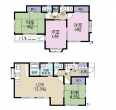 上尾市中妻、中古一戸建ての間取り画像です