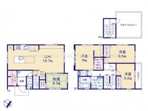 上尾市大字上、新築一戸建ての間取り画像です