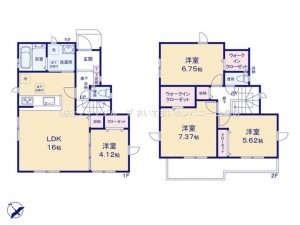 上尾市大字瓦葺、新築一戸建ての間取り画像です