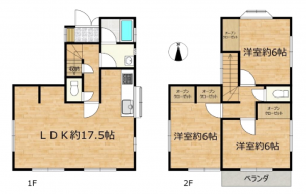 上尾市大字領家、中古一戸建ての間取り画像です