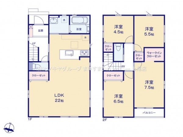 上尾市浅間台、新築一戸建ての間取り画像です