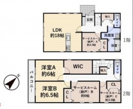 上尾市大字川、中古一戸建ての間取り画像です