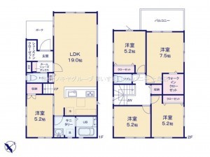 上尾市大字中新井、新築一戸建ての間取り画像です