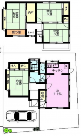 上尾市大字瓦葺、中古一戸建ての間取り画像です