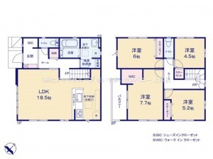 上尾市中妻、新築一戸建ての間取り画像です