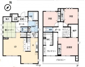 上尾市壱丁目南、中古一戸建ての間取り画像です