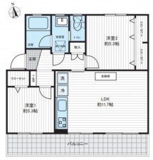 上尾市本町、マンションの間取り画像です