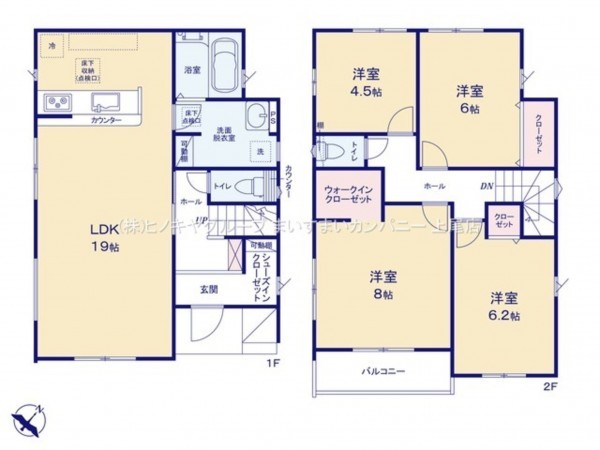 上尾市浅間台、新築一戸建ての間取り画像です