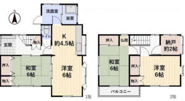 桶川市鴨川、中古一戸建ての間取り画像です