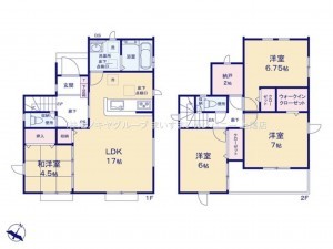 上尾市大字原市、新築一戸建ての間取り画像です