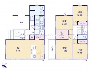 上尾市小泉、新築一戸建ての間取り画像です