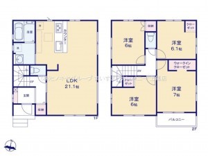 上尾市小泉、新築一戸建ての間取り画像です