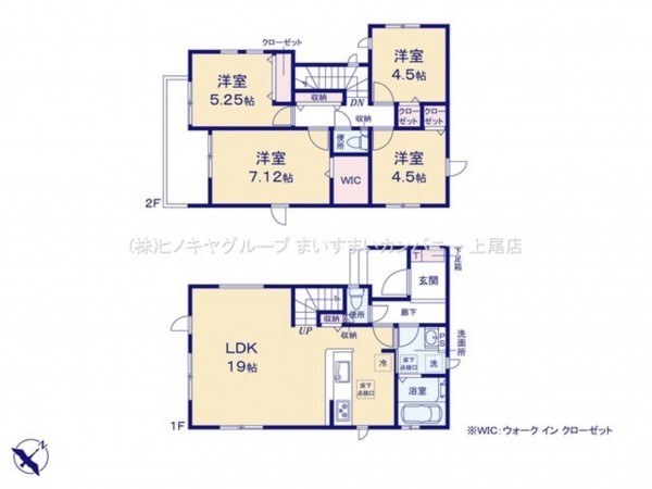 上尾市浅間台、新築一戸建ての間取り画像です