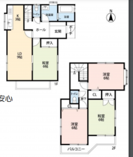 上尾市大字平塚、中古一戸建ての間取り画像です