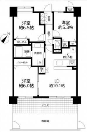 上尾市緑丘、マンションの間取り画像です