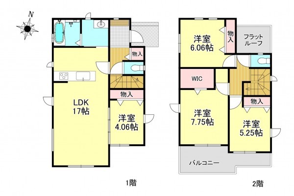 上尾市大字上、新築一戸建ての間取り画像です