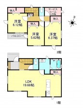 上尾市大字上、新築一戸建ての間取り画像です