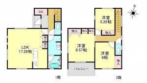 桶川市上日出谷南、新築一戸建ての間取り画像です