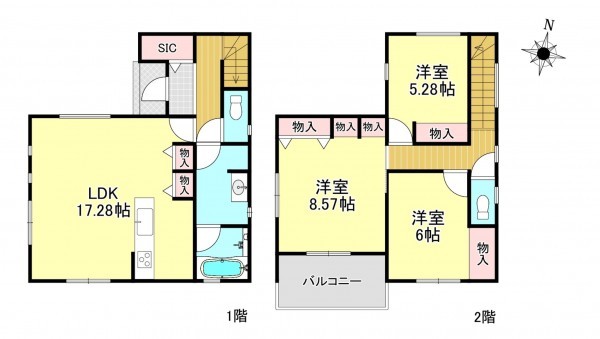 桶川市上日出谷南、新築一戸建ての間取り画像です