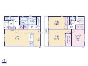 上尾市大字上野、新築一戸建ての間取り画像です