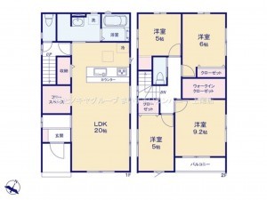 上尾市大字上、新築一戸建ての間取り画像です