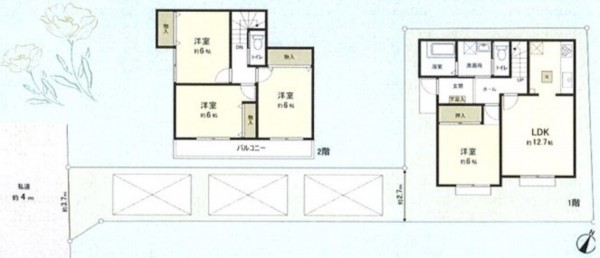 上尾市二ツ宮、中古一戸建ての間取り画像です