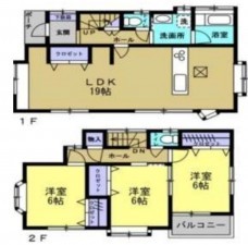 上尾市中分、中古一戸建ての間取り画像です