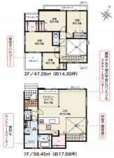 上尾市向山、新築一戸建ての間取り画像です