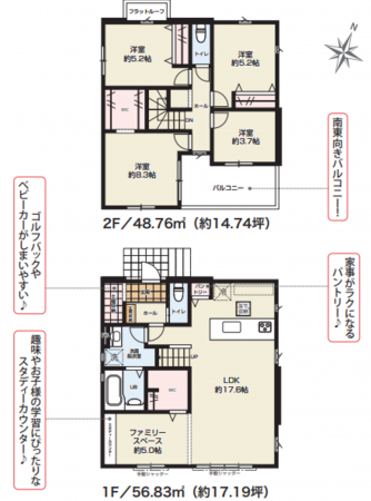 上尾市向山、新築一戸建ての間取り画像です