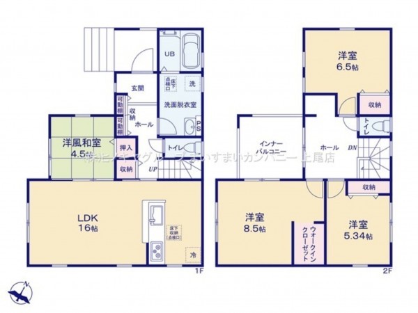 桶川市大字下日出谷、新築一戸建ての間取り画像です