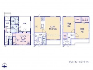 上尾市本町、新築一戸建ての間取り画像です