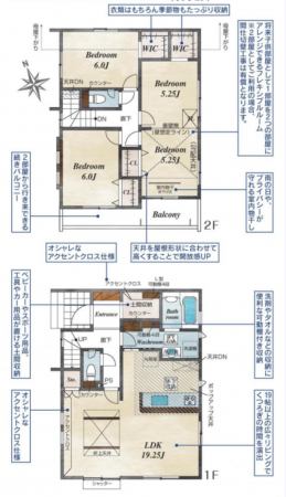 上尾市大字瓦葺、新築一戸建ての間取り画像です