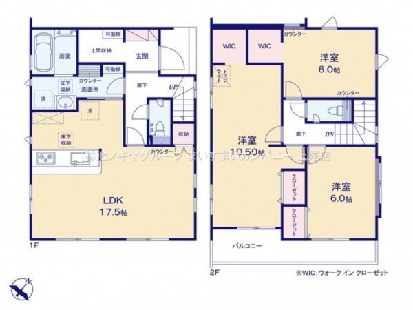 上尾市今泉、新築一戸建ての間取り画像です