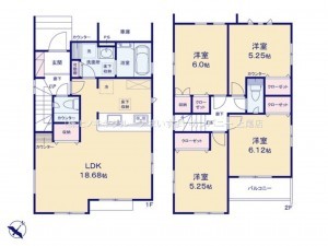 上尾市今泉、新築一戸建ての間取り画像です